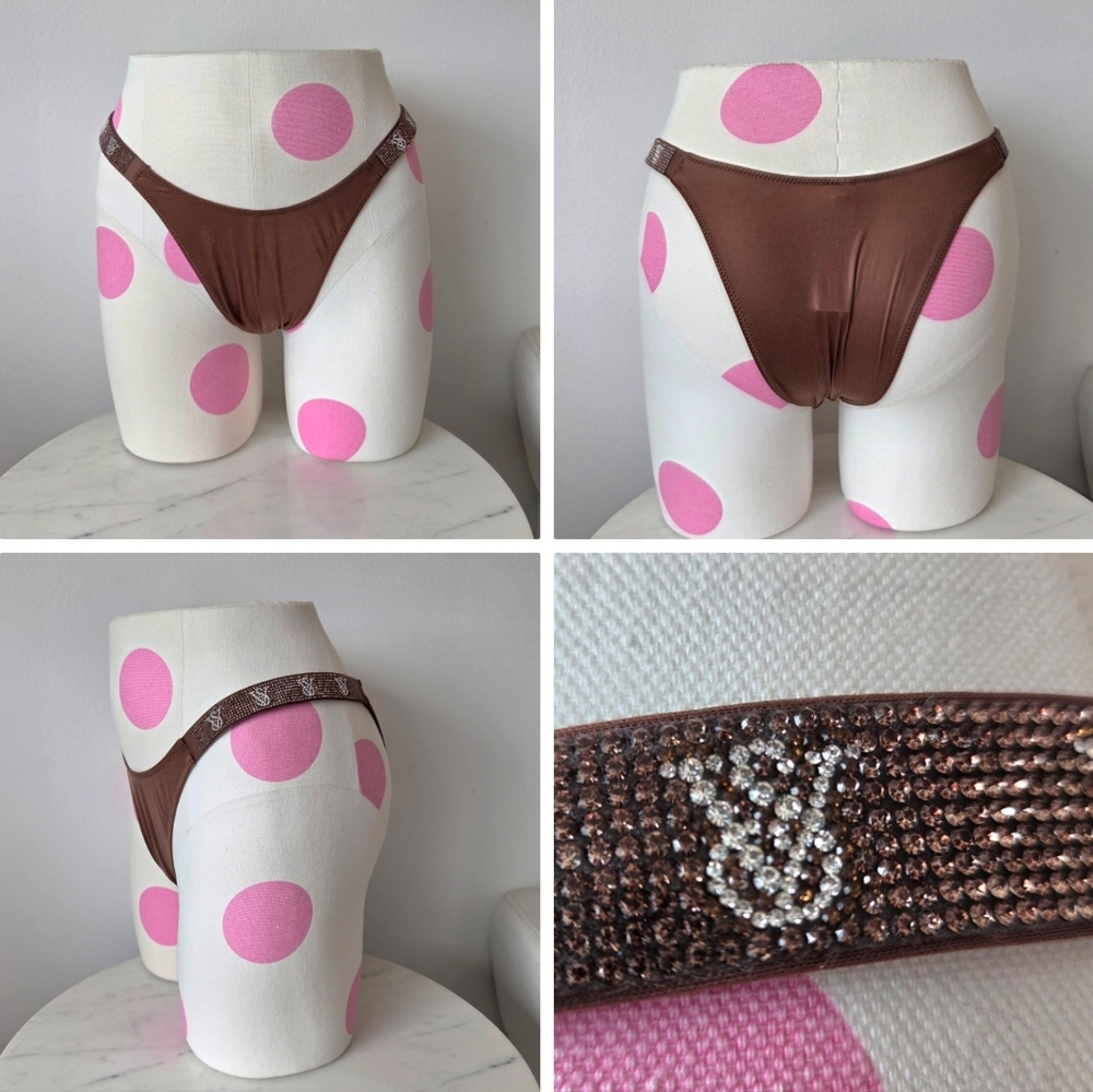 Victoria's Secret Very Sexy Shine Strap Brazilian Strappy Panty NWT Rhinestone